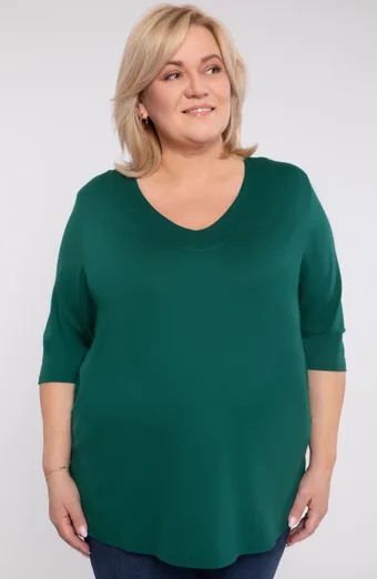 Blusa semplice verde scuro con scollo a V