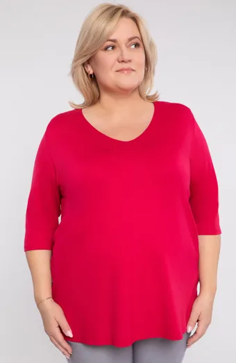 Blusa rossa semplice con scollo a V