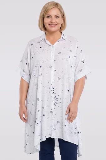 camicia bianca a fantasia