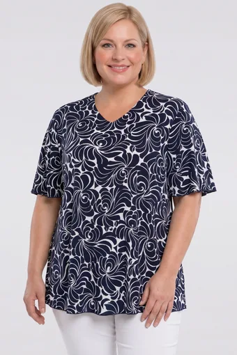 camicetta floreale blu navy