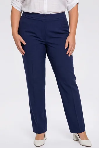 Pantaloni in lino blu navy con piega