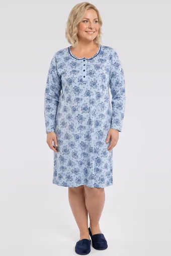 camicia da notte azzurra con fiori blu