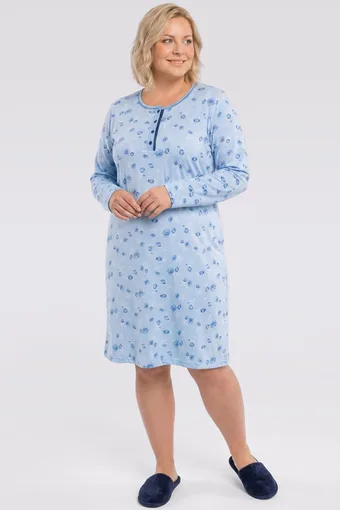 camicia da notte blu con rose