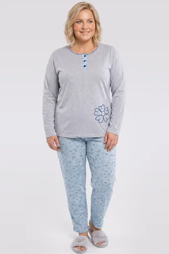 pigiama a fiori grigio e blu