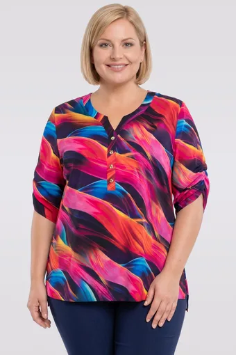 Blusa colorata con motivi scuri