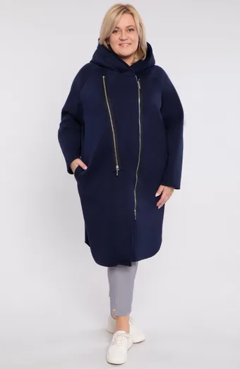 Felpa lunga e calda felpa con cappuccio blu navy