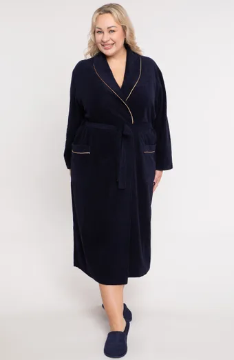 Accappatoio in spugna blu navy con tasche verticali
