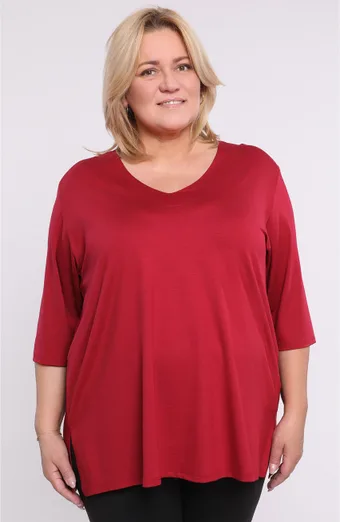 Blusa semplice con scollo a V color bordeaux
