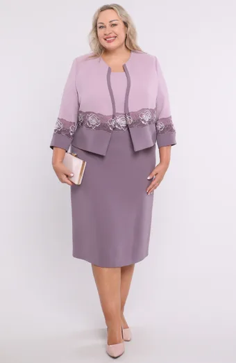Elegante abito lilla con rose