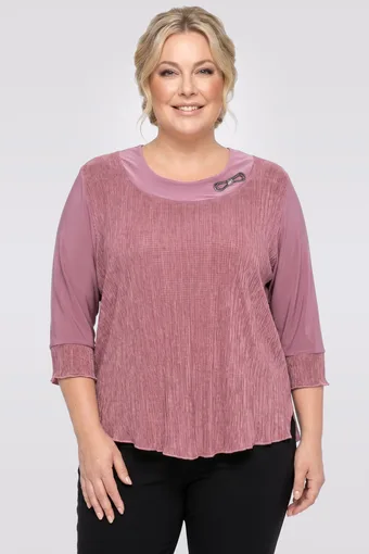 blusa da cerimonia rosa con pieghe