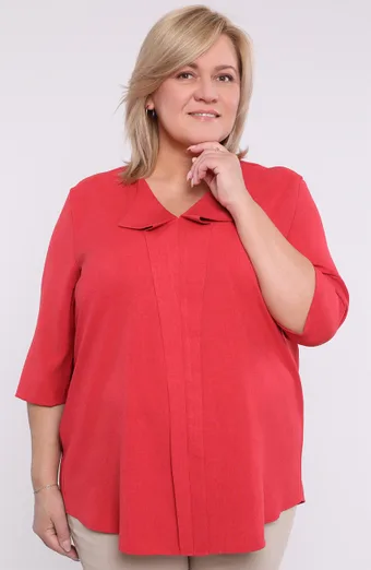 Blusa ampia in lino, rosso intenso
