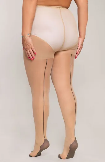 Collant beige con cucitura decorativa Ribessa