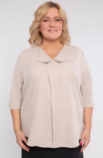 Blusa ampia in lino color beige