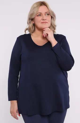 Blusa in viscosa blu navy