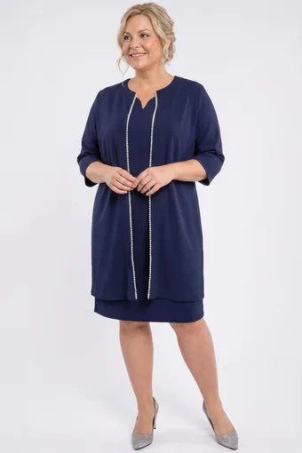 Set blu navy con perle decorative
