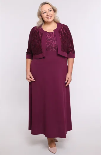 Completo viola con bolero in pizzo