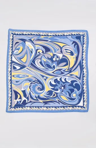 Foulard con fantasia blu e gialla