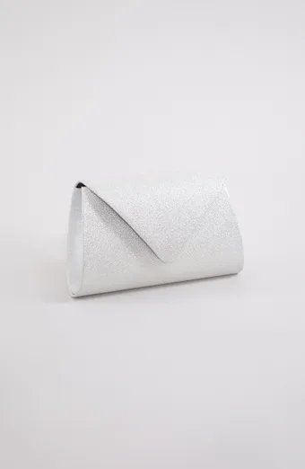 pochette con glitter argento