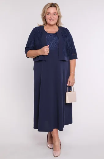 Completo blu navy con bolero in pizzo