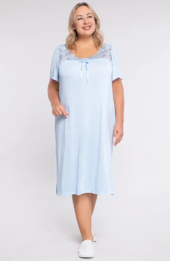 Camicia da notte in pizzo blu Mewa