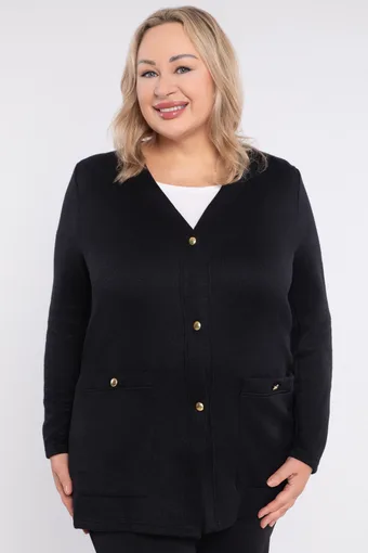 Maglione nero con bottoni dorati