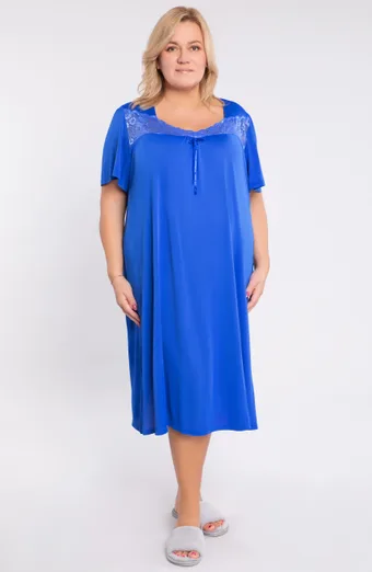 camicia da notte in pizzo Mewa blu