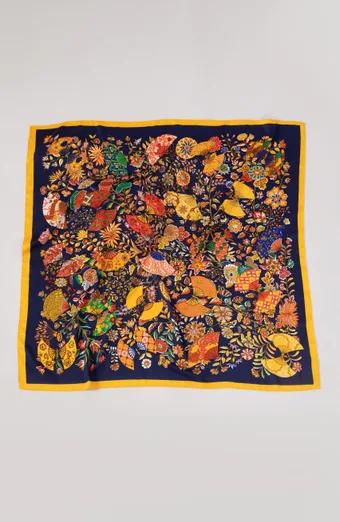 foulard blu navy con motivo giallo