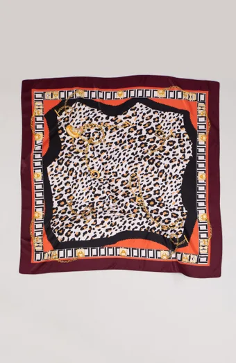 Foulard leopardata rossa e bordeaux