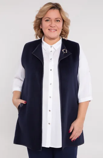 gilet blu navy con spilla