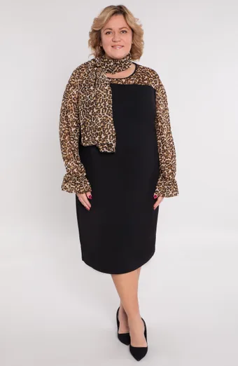 Abito in chiffon con fantasia marrone