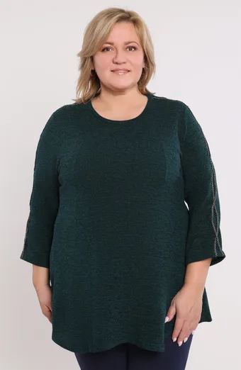Blusa calda verde con motivo argentato