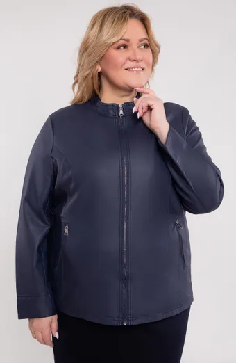 Giacca in ecopelle blu navy