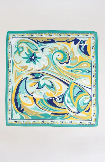 Foulard con fantasia verde e gialla