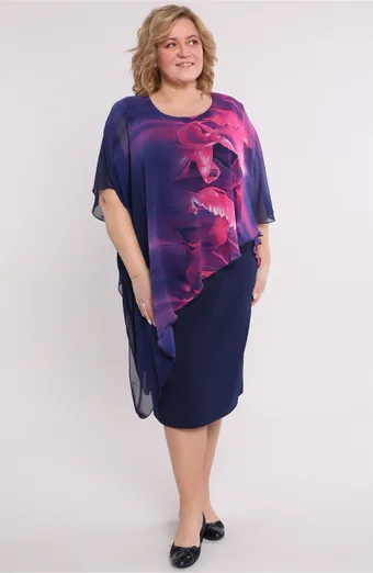 Abito blu navy con fantasia rosa