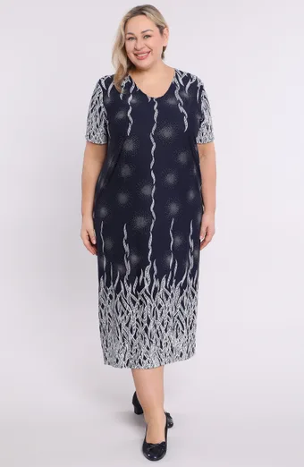 Abito blu navy con motivo bianco