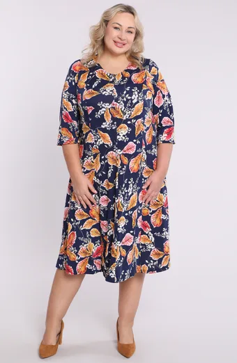 Abito blu navy fiori gialli