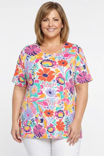 Blusa semplice con motivi colorati