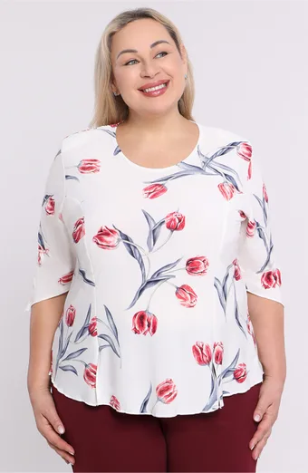 Camicetta bianca con tulipani