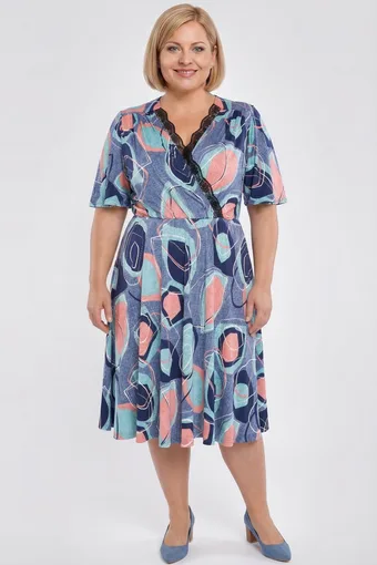 Abito rosa fantasia con pizzo