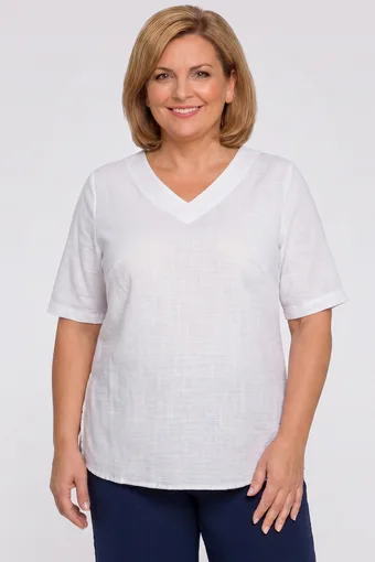Camicetta bianca in cotone con scollo a V