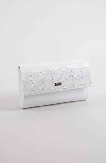 pochette in vernice bianca e argento
