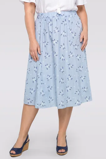 gonna di cotone blu a fiori