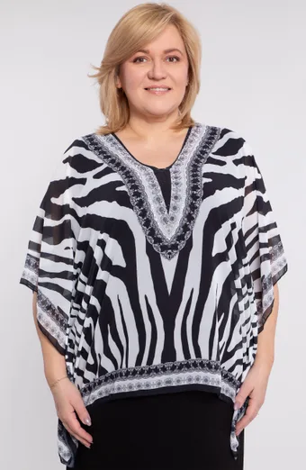 Poncho con motivo zebrato