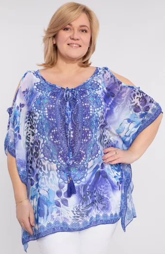 Poncho floreale con spalle scoperte
