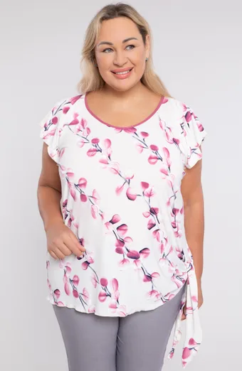Camicetta con cravatta floreale rosa
