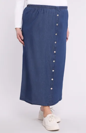 Gonna lunga in jeans con bottoni