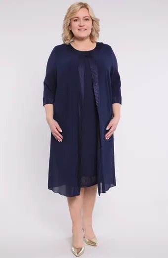 Abito blu navy lucido con pieghe