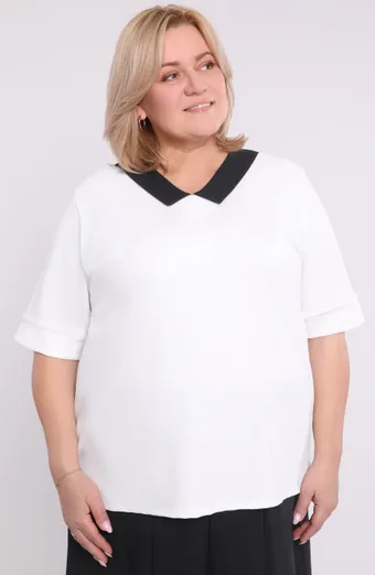 camicetta bianca con colletto nero