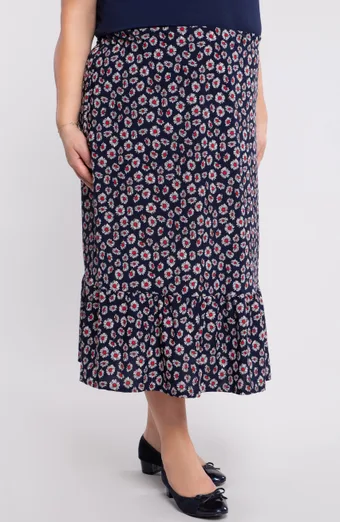 Gonna blu navy con piccoli fiori