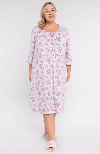 camicia da notte in cotone con rose Mewa